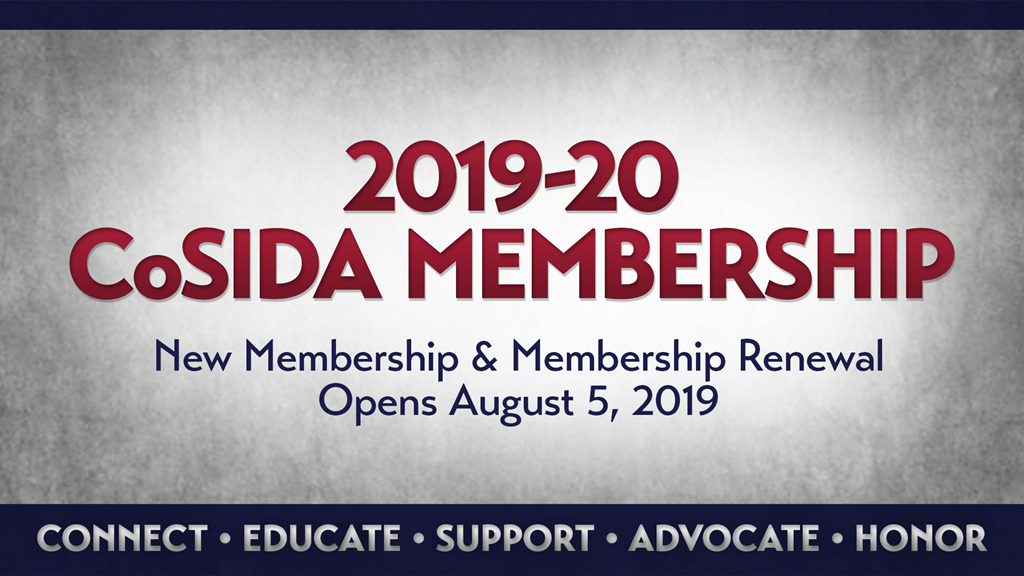 2019-20 CoSIDA Membership Renewals and Sign-ups Open August 5
